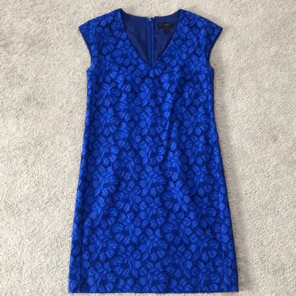 J. Crew Royal Blue Lace Shift Dress size 0